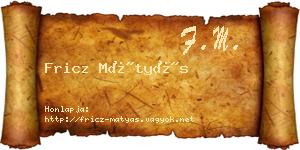 Fricz Mátyás névjegykártya